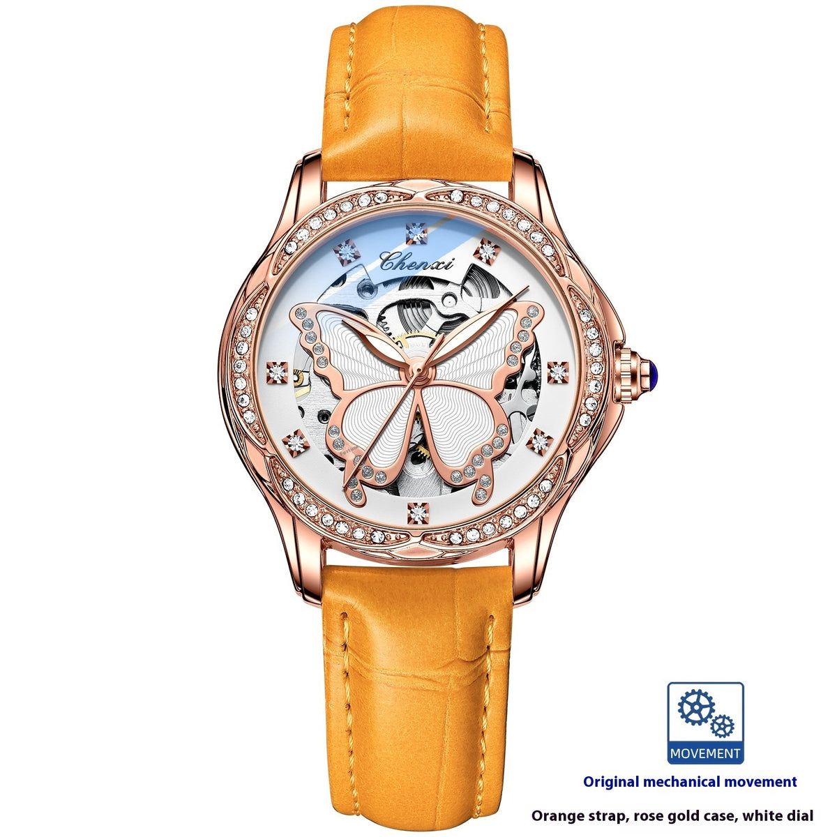 Butterfly Dial Diamond Embedded Watch For Women Automatic