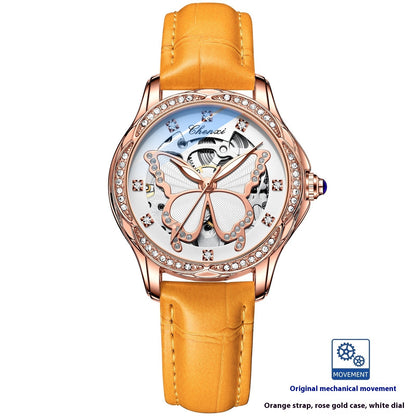 Butterfly Dial Diamond Embedded Watch For Women Automatic
