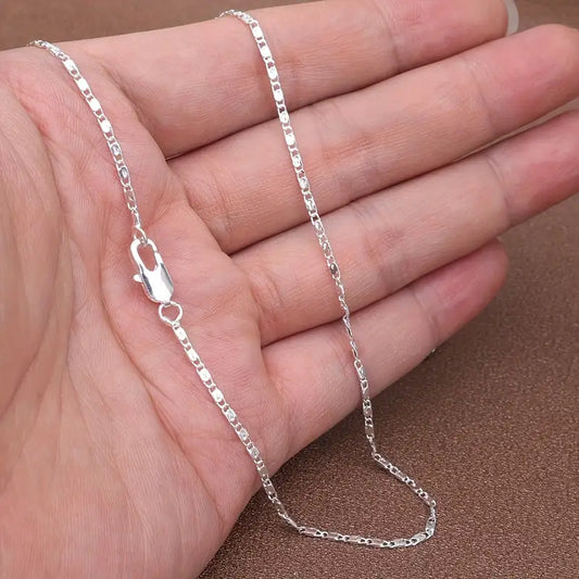 Elegant Silver-Plated Star Pendant Necklace – 2mm Flat Chain
