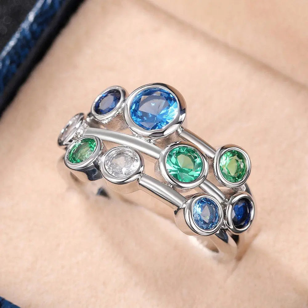 1+1 Offer: Blue ring with vintage crystals
