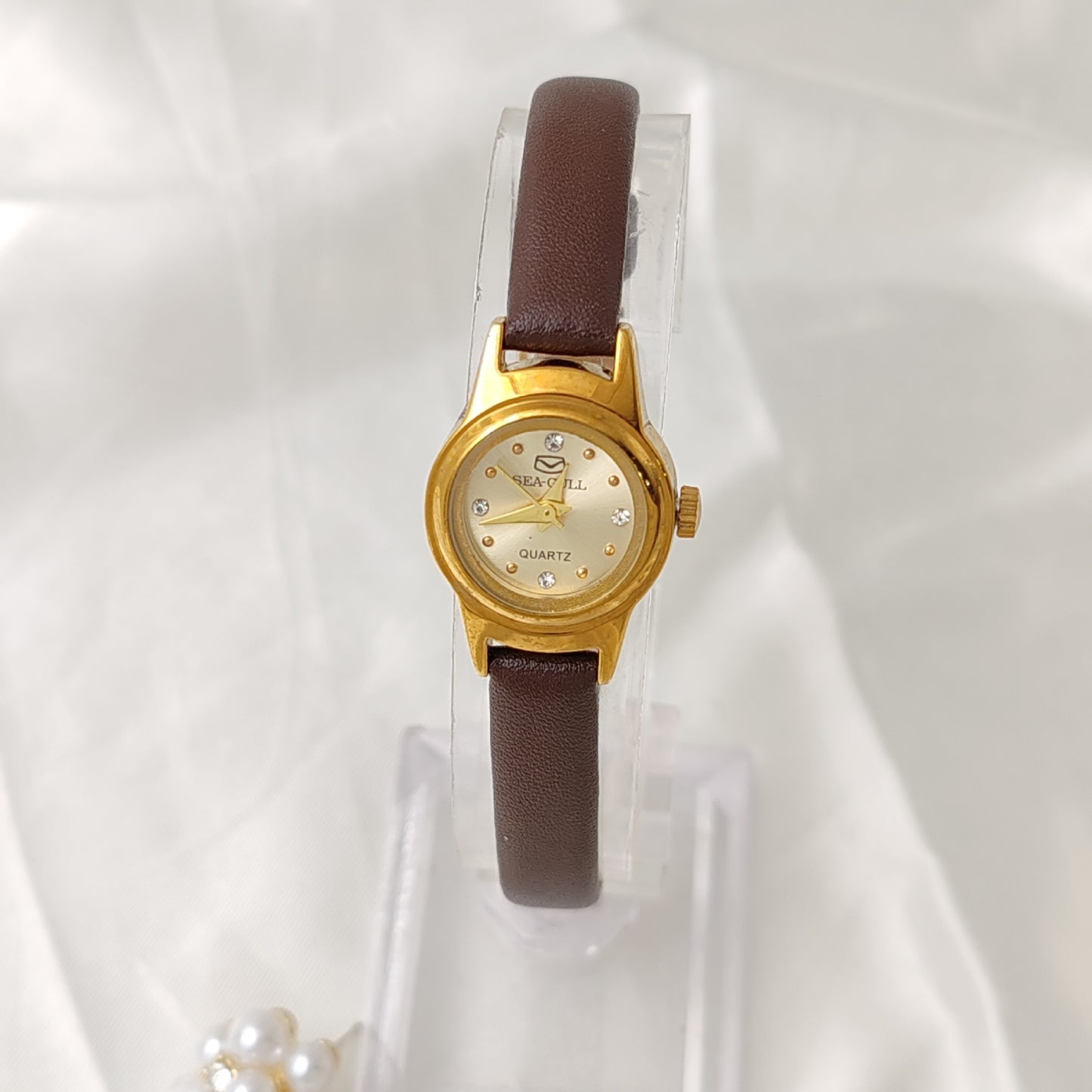French Entry Lux Delicate Diamond Ladies Watch Gold Tone