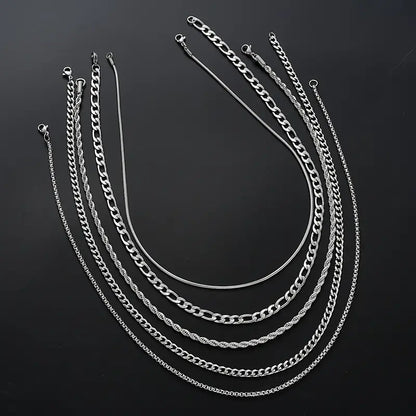 Luxurious Twisted Stainless Steel Stackable Necklace Set