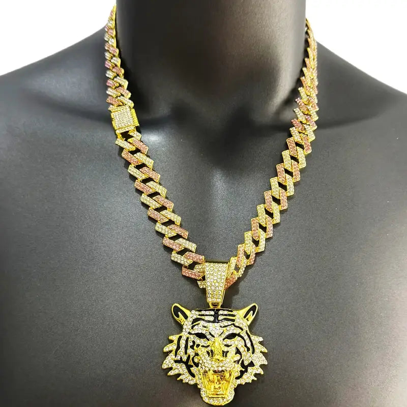 Men’s Gold Plated Tiger Pendant Necklace