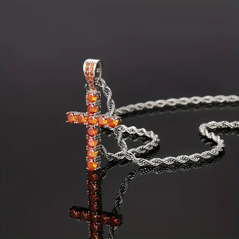 Iced Chics Hip Hop Cross Pendant Necklace