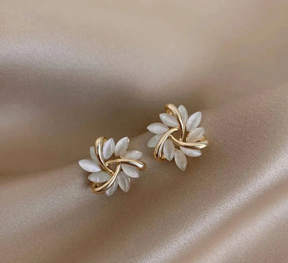 1+1 Offer: Elegant and exquisite opal petal circle stud earrings in gold