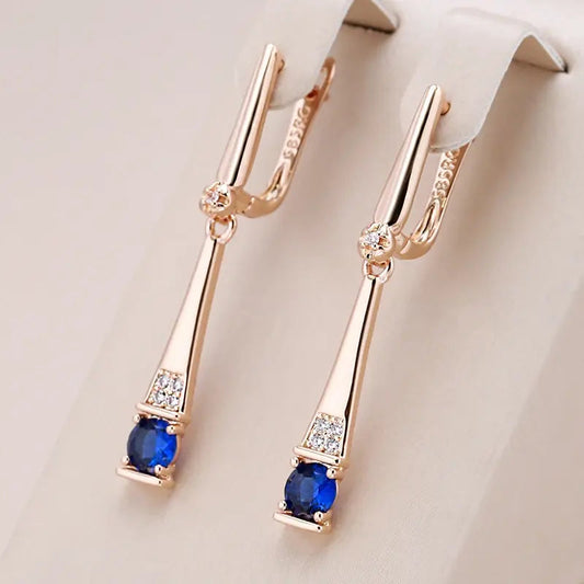1+1 Offer: Blue Crystal Pendant Earrings in Gold