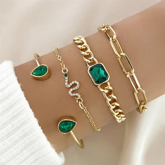 1+1 Offer: Pack of Bracelets with Green Crystals
