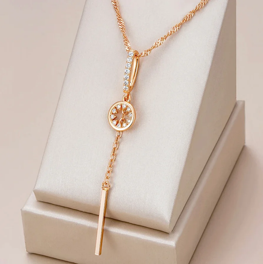 1+1 Offer: Elegant Rounded Crystal Necklace in Gold