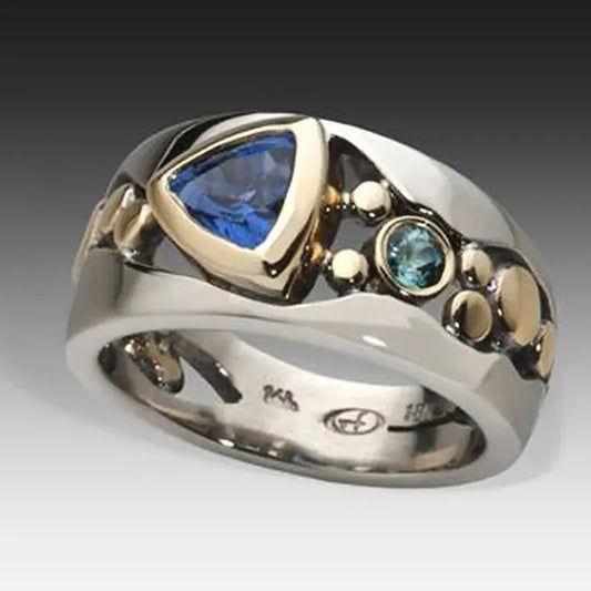 1+1 Offer: Vintage blue crystal ring