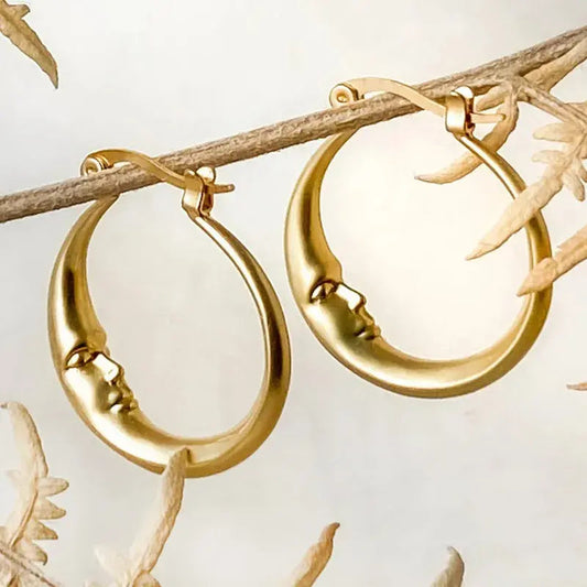 1+1 Offer: Vintage Moon Earrings in Gold