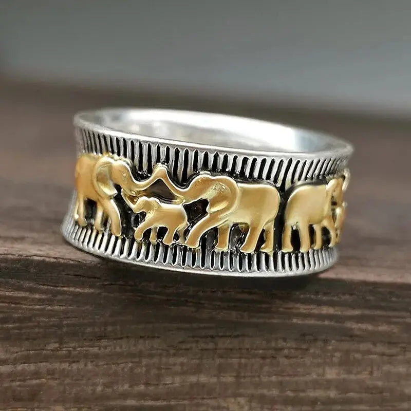 1+1 Offer: Vintage Gold Elephant Ring