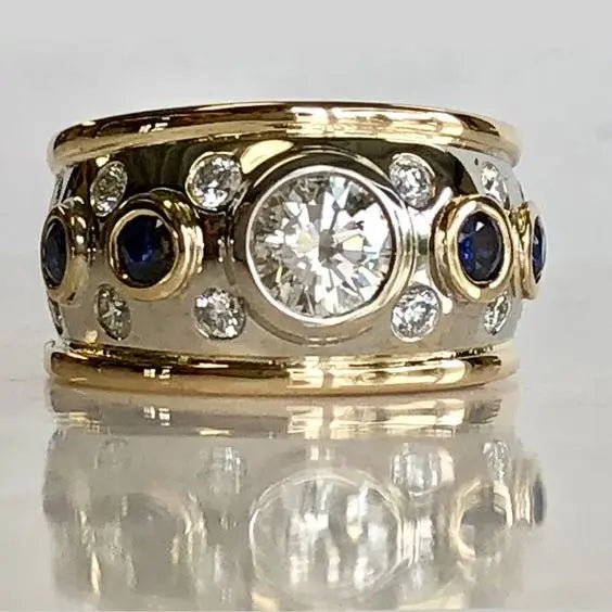 1+1 Offer: Vintage golden Inlaid zirconia ring