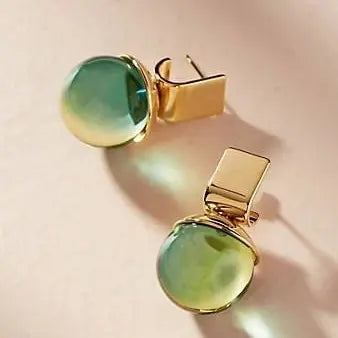 1+1 Offer: Vintage earrings with green crystal in gold