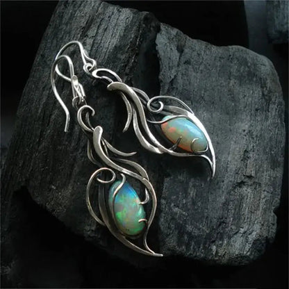 1+1 Offer: Vintage earrings made of blue opal in silver