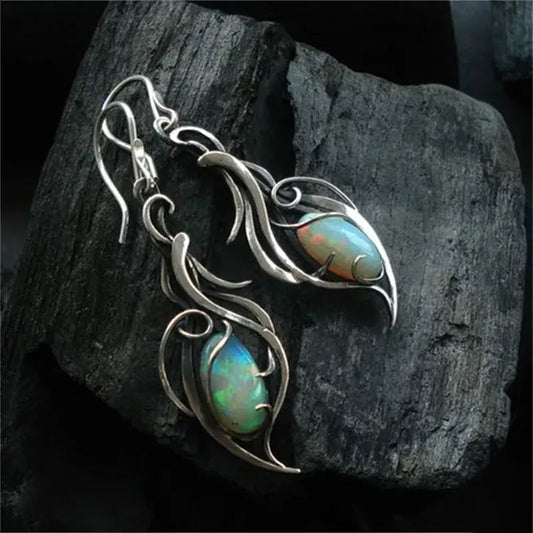 1+1 Offer: Vintage earrings made of blue opal in silver