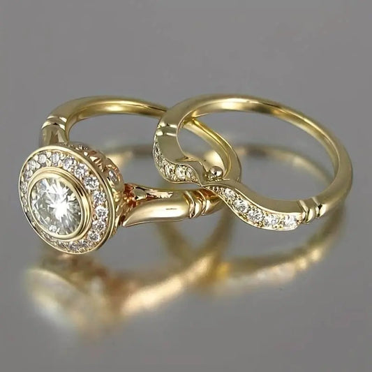 1+1 Offer: Vintage Gold & Zirconia Ring Pack