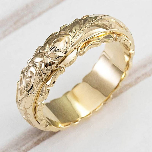 1+1 Offer: Vintage gold ring with natural pattern