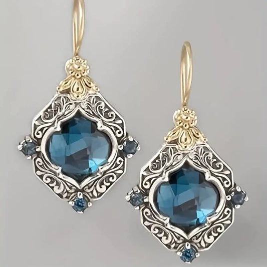 1+1 Offer: Blue Crystal Earrings in Gold and Silver