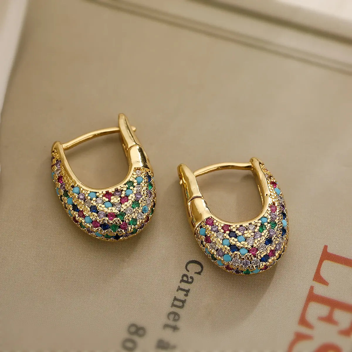 1+1 Offer: Elegant colorful earrings with inlaid crystals