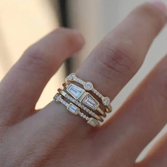 1+1 Offer: Vintage Gold and Zirconia Ring Set