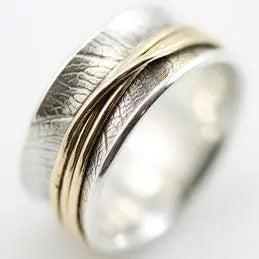 1+1 Offer: Vintage Thin Gold Line Silver Ring