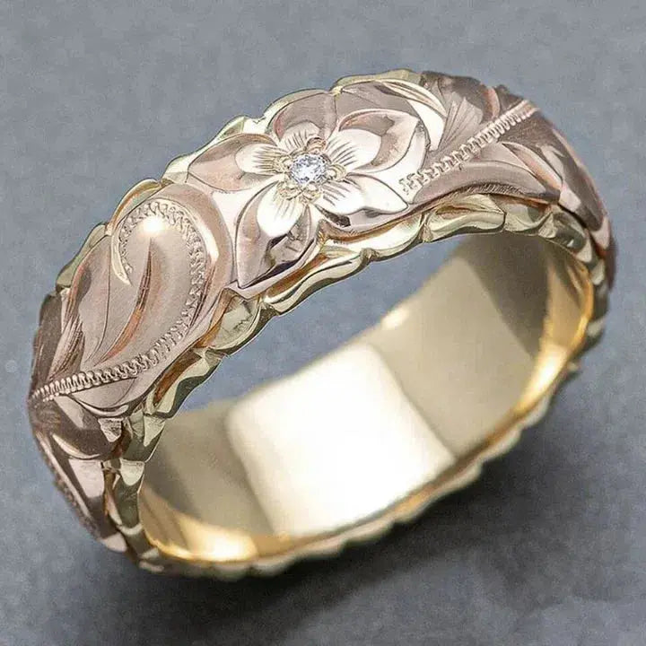1+1 Offer: Vintage Rose Flower Gold Ring