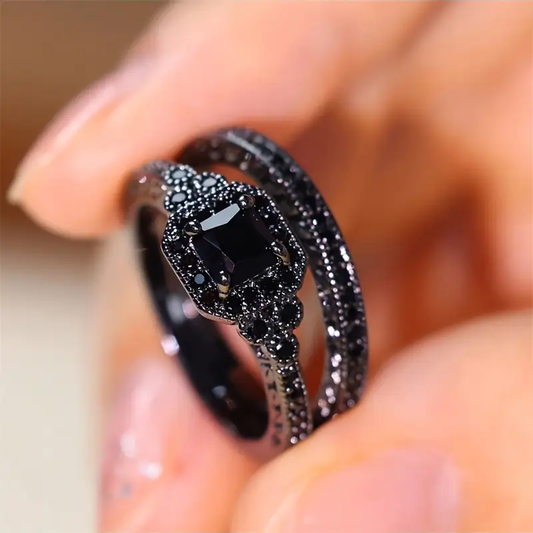 1+1 Offer: Vintage Black Ring Set
