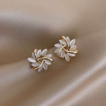 1+1 Offer: Luxury White Opal Earrings in Gold