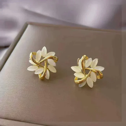 1+1 Offer: Luxury White Opal Earrings in Gold