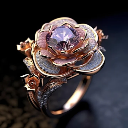 1+1 Offer: Layered Exotic Flower Bright Ring