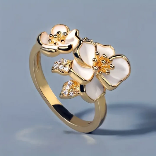 1+1 Offer: White Blossom Gold Ring
