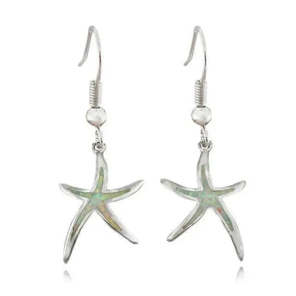1+1 Offer: Starfish earrings made of opal and silver