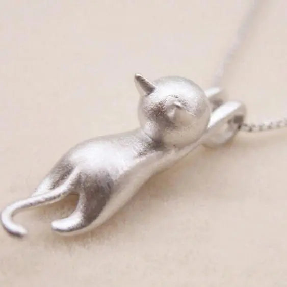 1+1 Offer: Silver Playful Kitty Necklace