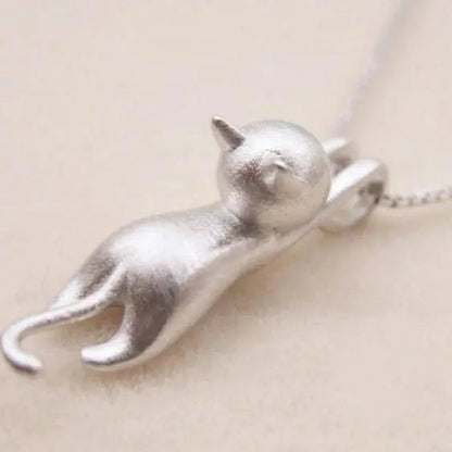1+1 Offer: Silver Playful Kitty Necklace