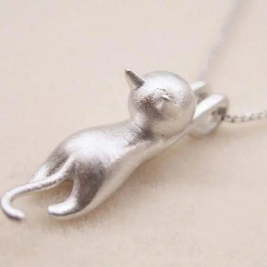 1+1 Offer: Silver Playful Kitty Necklace