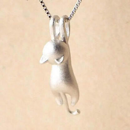 1+1 Offer: Silver Playful Kitty Necklace